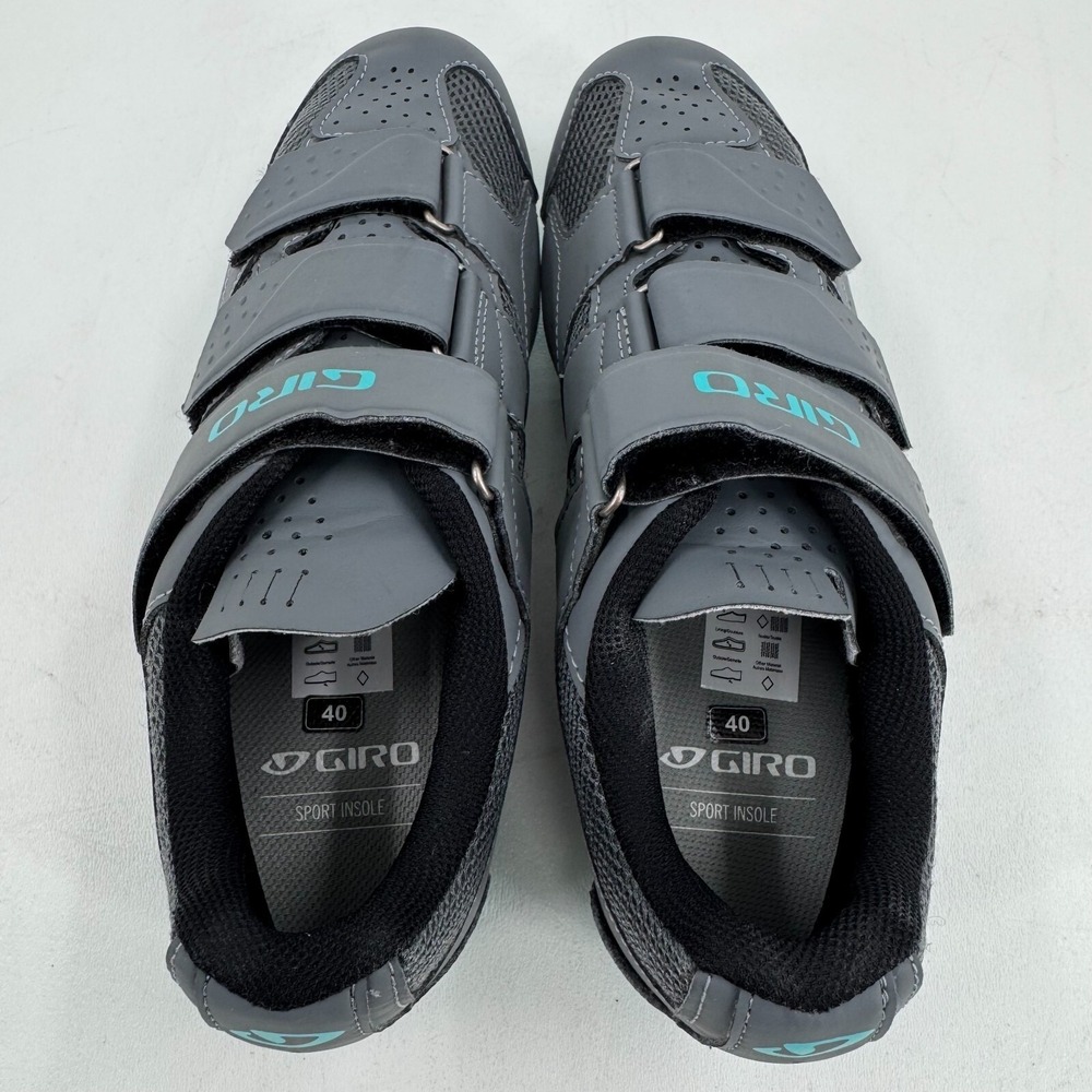 Giro Riela RII Cycling Shoes WOMENS Gray Blue Hook & Loop Close SIZE 8.5 - Picture 6 of 16